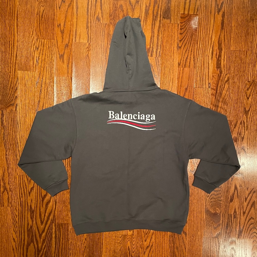 BALENCIAGA HOODIE MENS LARGE, GRAY, LIKE NEW